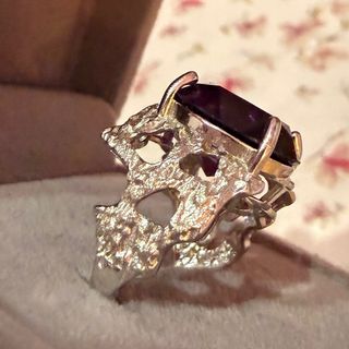 Anillo Amatista natural Plata 925 Ajustable