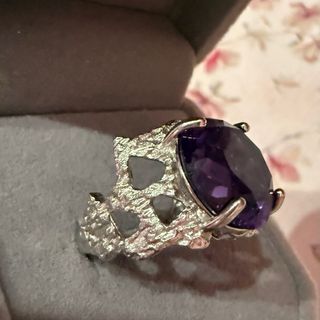 Anillo Amatista natural Plata 925 Ajustable