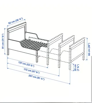 Cama extensible SUNDVIK gris 80x200