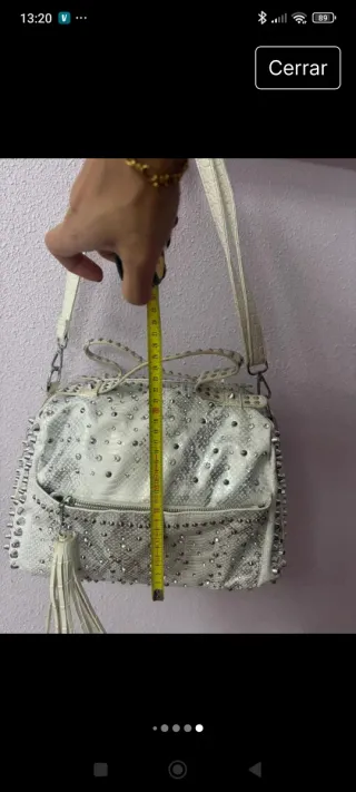 Bolso tipo serpiente gris y blanco