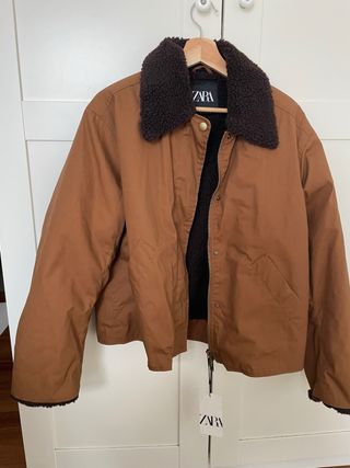 Chaqueta Zara Marrón con Cuello Sherpa