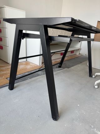 Mesa escritorio cristal y metal negra