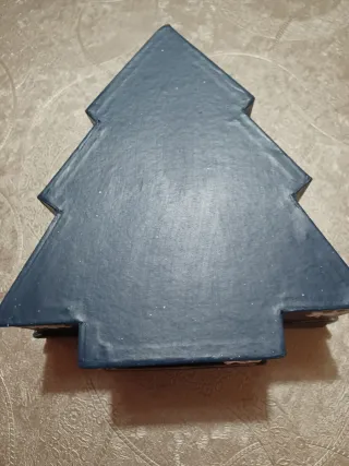 Caja Regalo Navidad Árbol Dorado y Verde