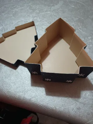 Caja Regalo Navidad Árbol Dorado y Verde