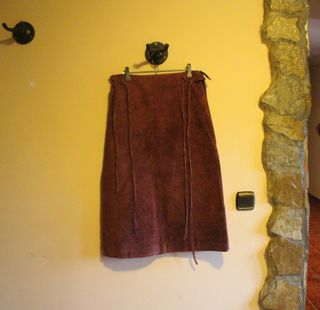 Falda de piel F & Co T40 Burdeos