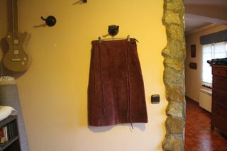 Falda de piel F & Co T40 Burdeos