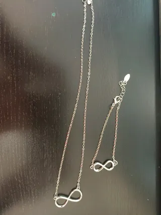 Conjunto pulsera y colgante infinito plata