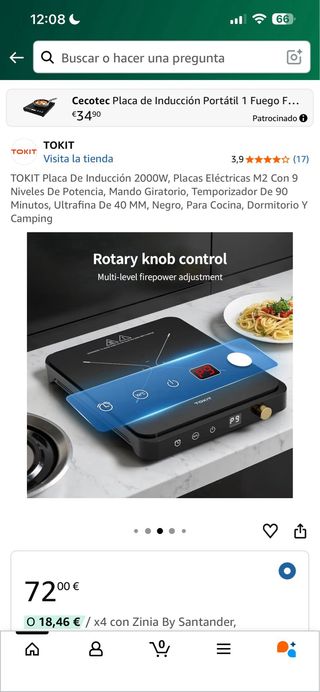 Placa de Inducción TOKIT 2000W Negra