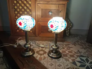 Lampade da tavolo antiche con mosaico