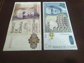 Billetes 5000 y 10000 pesetas