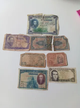 Lote Billetes Antiguos Pesetas y Reales