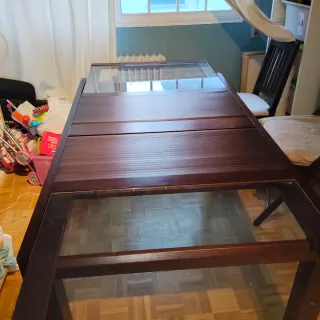 Mesa Comedor Madera y Cristal