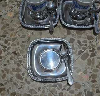 Set 6 tazzine caffè con piattino e cucchiaino