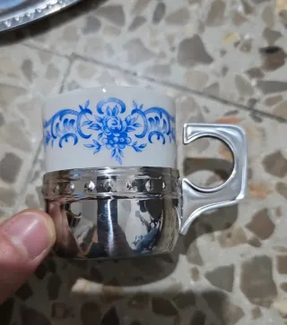 Set 6 tazzine caffè con piattino e cucchiaino