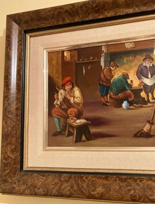 Pintura al óleo sobre lienzo escena interior