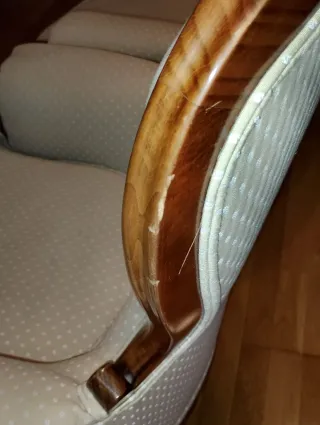 Coppia di Poltrone in Legno di Caoba Retro Beige