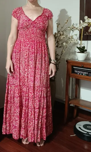 Vestido largo estampado mujer