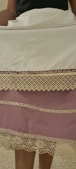 Falda 83cm, delantal y pañuelo, regional,casera