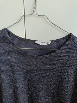 Camiseta Mango azul y dorada Talla L