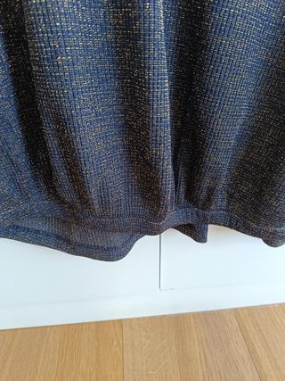 Camiseta Mango azul y dorada Talla L