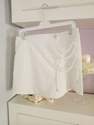 Falda corta blanca algodón Talla XL