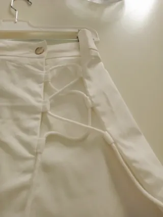 Falda corta blanca algodón Talla XL