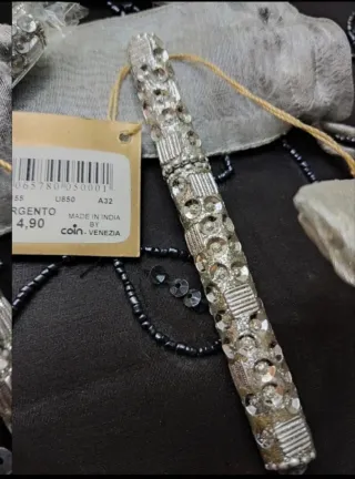 Set 2 penne argentate con strass Coin