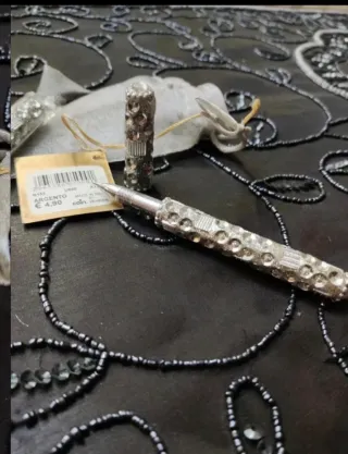 Set 2 penne argentate con strass Coin