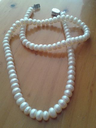 GANGA nuevo collar Perlas Aplanadas auténticas