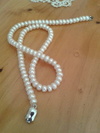 GANGA nuevo collar Perlas Aplanadas auténticas