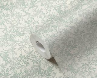 Papel pintado hojas relieve verde agua