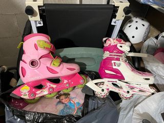 2 juegos patines infantiles rosas