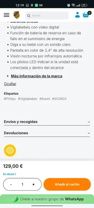 Vigilabebés Philips Avent SCD603