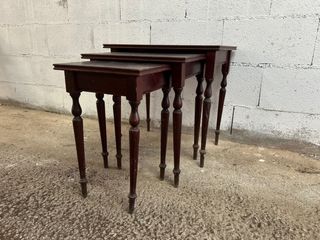 Set 3 Mesitas Auxiliares Madera Maciza