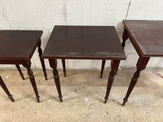 Set 3 Mesitas Auxiliares Madera Maciza