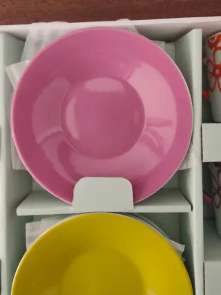 Juego 6 tazas café porcelana floral