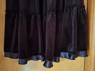 Falda marrón T40 terciopelo volantes