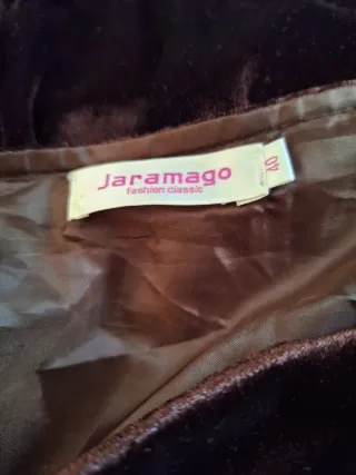 Falda marrón T40 terciopelo volantes