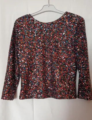 Camiseta fiesta lentejuelas mujer