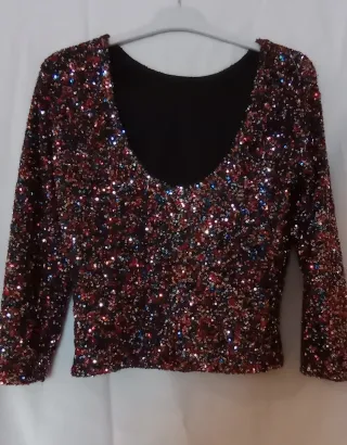 Camiseta fiesta lentejuelas mujer