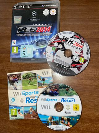 2 Videojuegos PS3 y Wii: PES 2014 y Wii Sports