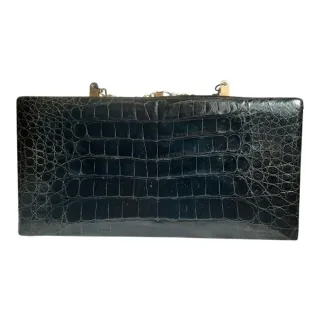 Bolso Cocodrilo Negro y Dorado