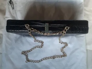 Bolso Cocodrilo Negro y Dorado