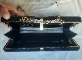 Bolso Cocodrilo Negro y Dorado