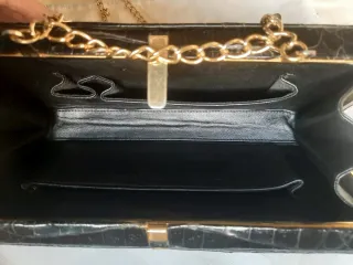 Bolso Cocodrilo Negro y Dorado