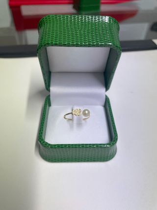Anillo Oro 18K Circonitas Perla Oso