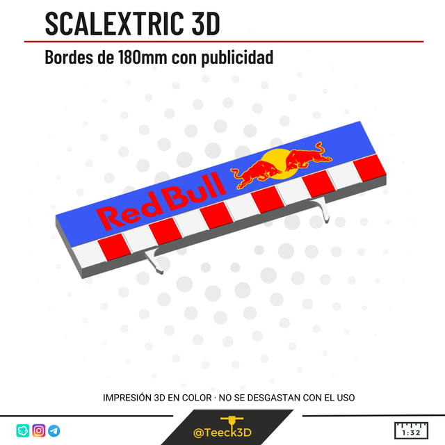 Borde Scalextric 3D Red Bull 180mm