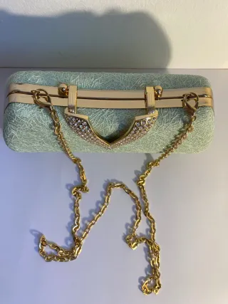 Bolso de fiesta verde y dorado