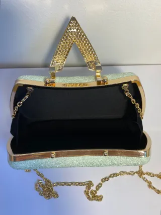 Bolso de fiesta verde y dorado