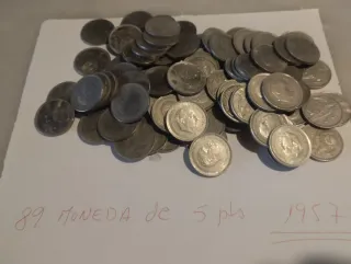 89 Monedas 5 Pesetas 1957
